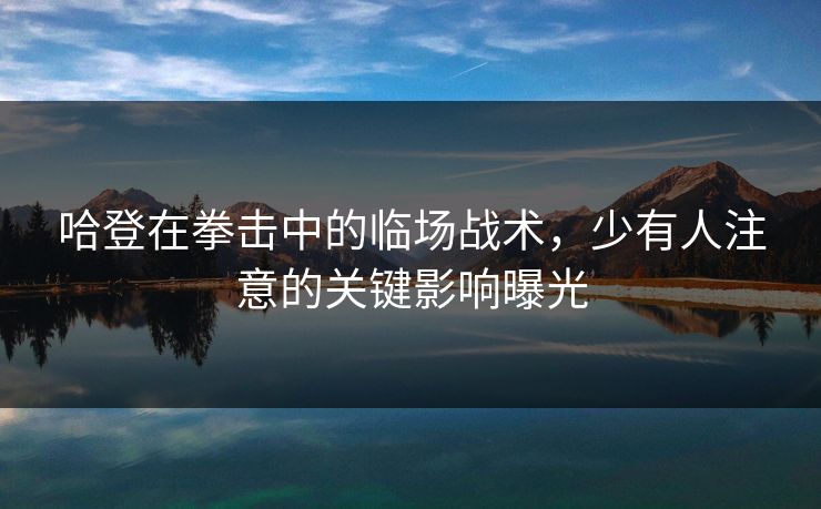 哈登在拳击中的临场战术，少有人注意的关键影响曝光